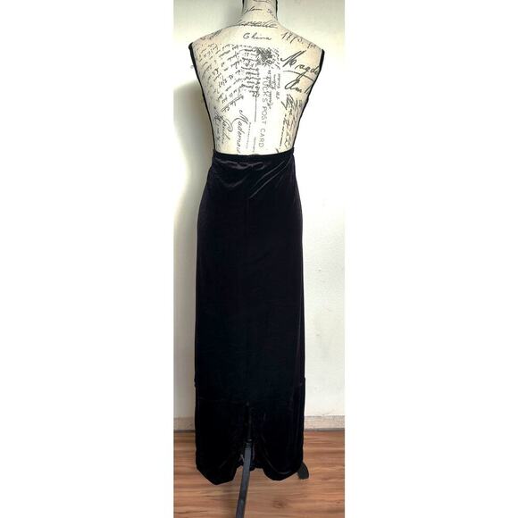 Vintage Lucia Lukken Black Velvet Maxi Skirt Whimsigoth Size XL Elastic Waist - Picture 2 of 8